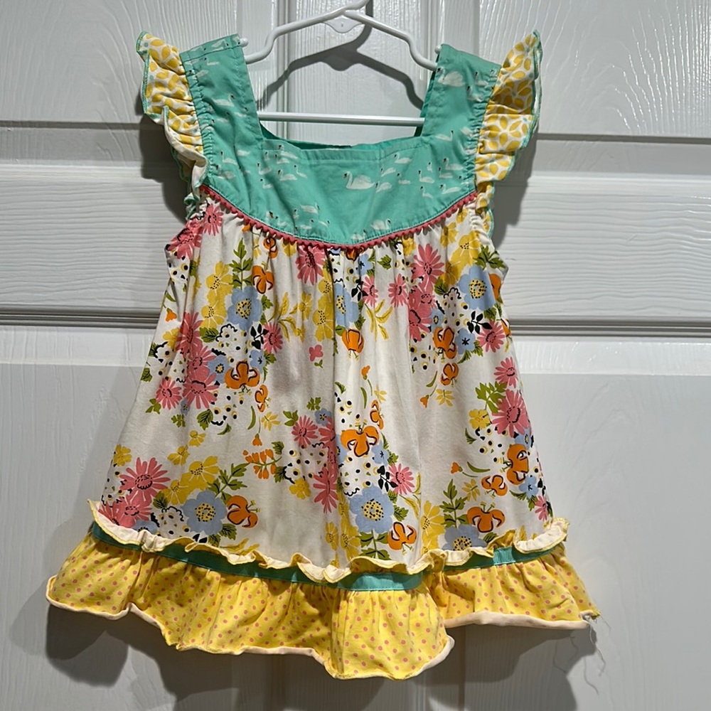 Matilda Jane Floral Ruffle Dress with Yellow and Green Accents